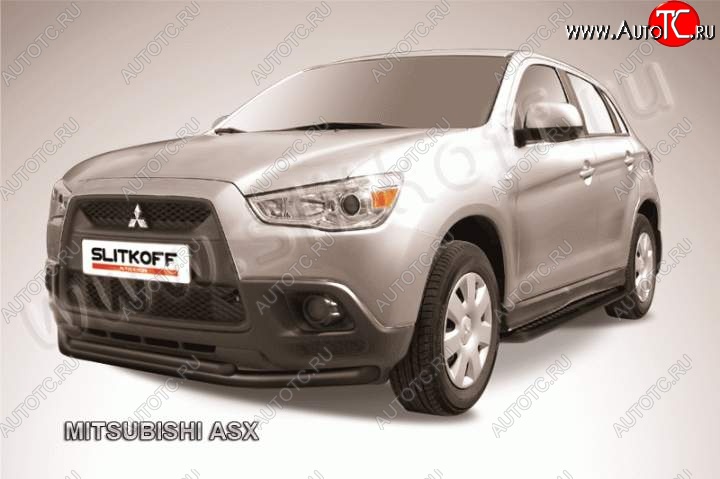 13 199 р. Защита переднего бампера из труб d57/d42 Slitkoff Mitsubishi ASX дорестайлинг (2010-2012) (Цвет: серебристый)  с доставкой в г. Владивосток