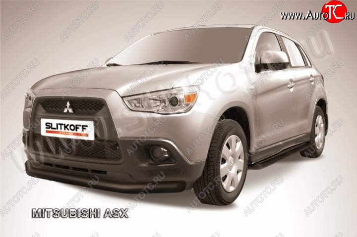 11 499 р. Защита переднего бампера из трубы d76 Slitkoff Mitsubishi ASX дорестайлинг (2010-2012) (Цвет: серебристый)  с доставкой в г. Владивосток