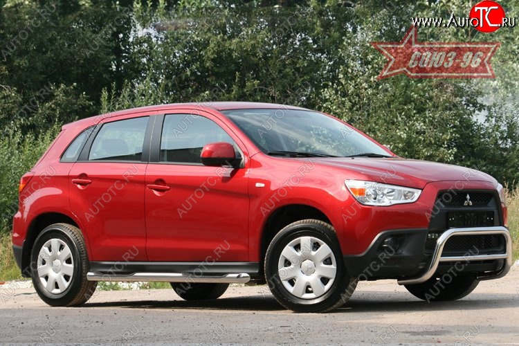 8 999 р. Защита переднего бампера Souz-96 (d60) Mitsubishi ASX дорестайлинг (2010-2012)  с доставкой в г. Владивосток