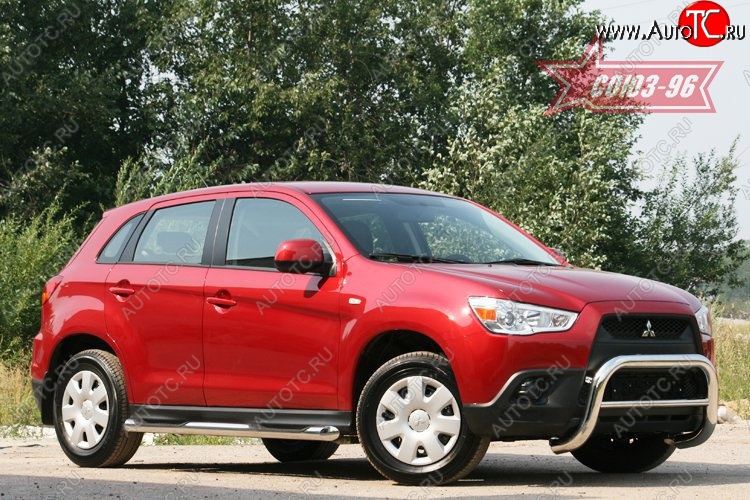 10 934 р. Защита переднего бампера Souz-96 (d76) Mitsubishi ASX дорестайлинг (2010-2012)  с доставкой в г. Владивосток