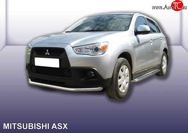 14 999 р. Одинарная защита переднего бампера из трубы диаметром 57 мм Slitkoff Mitsubishi ASX дорестайлинг (2010-2012) (Нержавейка, Полированная)  с доставкой в г. Владивосток