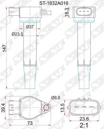 Катушка зажигания SAT Mitsubishi Lancer 10 хэтчбэк дорестайлинг (2007-2010)