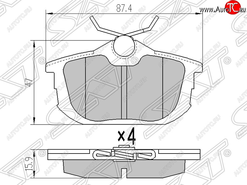 1 229 р. Колодки тормозные SAT (задние) Mitsubishi Carisma (1996-1999)  с доставкой в г. Владивосток