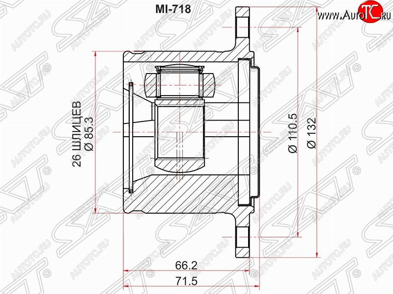 3 499 р. Шрус (внутренний/правый) SAT (26*110.5 мм)  Mitsubishi Challenger  K9-W - Pajero Sport  PA  с доставкой в г. Владивосток