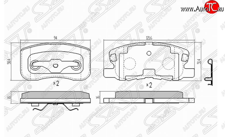 1 039 р. Комплект передних тормозных колодок SAT  Mitsubishi Colt ( Z20, Z30 хэтчбэк 3 дв.,  Z30) (2002-2009) дорестайлинг, хэтчбэк 5 дв. дорестайлинг  с доставкой в г. Владивосток