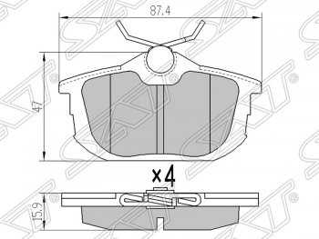 Колодки тормозные SAT (задние) Mitsubishi Lancer 9 CS универсал 1-ый рестайлинг (2003-2005)