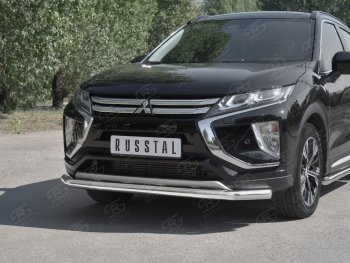 16 999 р. Защита переднего бампера (Ø63 мм, нержавейка) SLITKOFF  Mitsubishi Eclipse Cross  GK (2017-2021) дорестайлинг  с доставкой в г. Владивосток. Увеличить фотографию 4