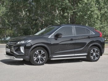 18 449 р. Защита переднего бампера (2 трубы Ø63 и 42 мм, нержавейка) SLITKOFF  Mitsubishi Eclipse Cross  GK (2017-2021) дорестайлинг  с доставкой в г. Владивосток. Увеличить фотографию 2