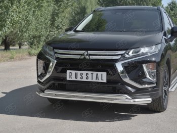 18 449 р. Защита переднего бампера (2 трубы Ø63 и 42 мм, нержавейка) SLITKOFF  Mitsubishi Eclipse Cross  GK (2017-2021) дорестайлинг  с доставкой в г. Владивосток. Увеличить фотографию 4