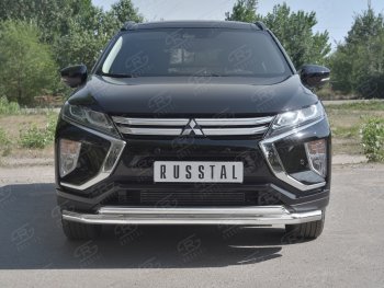 18 449 р. Защита переднего бампера (2 трубы Ø63 и 42 мм, нержавейка) SLITKOFF  Mitsubishi Eclipse Cross  GK (2017-2021) дорестайлинг  с доставкой в г. Владивосток. Увеличить фотографию 1