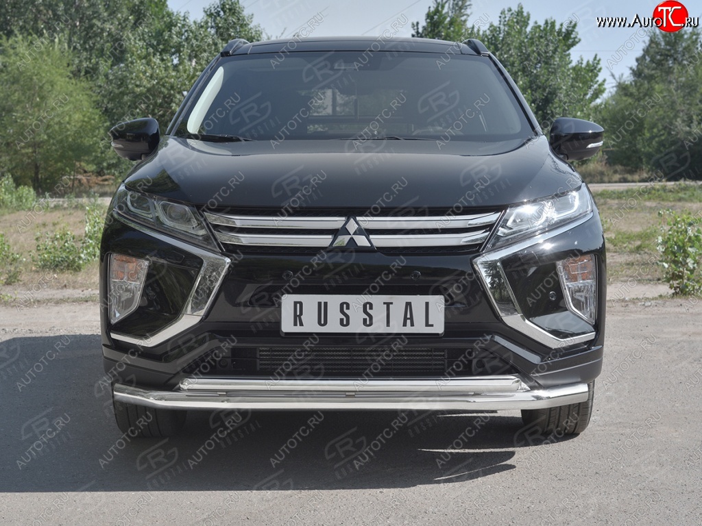 18 449 р. Защита переднего бампера (2 трубы Ø63 и 42 мм, нержавейка) SLITKOFF  Mitsubishi Eclipse Cross  GK (2017-2021) дорестайлинг  с доставкой в г. Владивосток