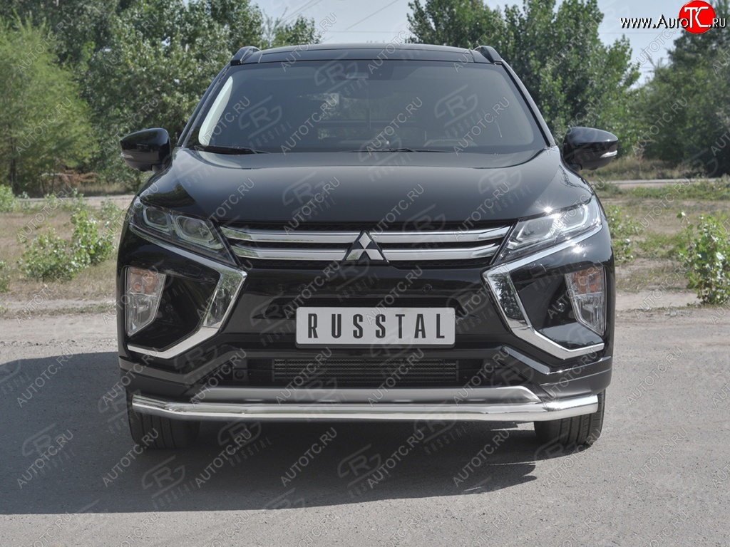 16 999 р. Защита переднего бампера (Ø63 мм, нержавейка) SLITKOFF  Mitsubishi Eclipse Cross  GK (2017-2021) дорестайлинг  с доставкой в г. Владивосток