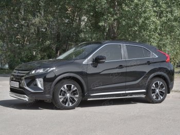 9 649 р. Защита переднего бампера (Ø75х42 мм, нержавейка) Russtal  Mitsubishi Eclipse Cross  GK (2017-2021) дорестайлинг  с доставкой в г. Владивосток. Увеличить фотографию 2