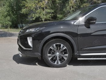 9 649 р. Защита переднего бампера (Ø75х42 мм, нержавейка) Russtal  Mitsubishi Eclipse Cross  GK (2017-2021) дорестайлинг  с доставкой в г. Владивосток. Увеличить фотографию 3