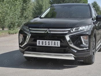 9 649 р. Защита переднего бампера (Ø75х42 мм, нержавейка) Russtal  Mitsubishi Eclipse Cross  GK (2017-2021) дорестайлинг  с доставкой в г. Владивосток. Увеличить фотографию 4