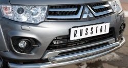 18 799 р. Защита переднего бампера (2 трубыØ63 мм, нержавейка) SLITKOFF  Mitsubishi L200  5 KK,KL (2015-2019) дорестайлинг  с доставкой в г. Владивосток. Увеличить фотографию 2