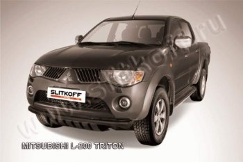 7 599 р. Защита переднего бампера из трубы d57 Slitkoff  Mitsubishi L200  5 KK,KL (2015-2019) дорестайлинг (Цвет: серебристый)  с доставкой в г. Владивосток. Увеличить фотографию 1