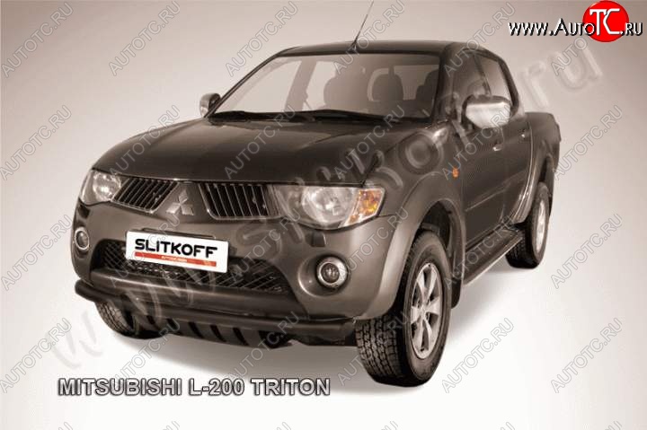 7 599 р. Защита переднего бампера из трубы d57 Slitkoff  Mitsubishi L200  5 KK,KL (2015-2019) дорестайлинг (Цвет: серебристый)  с доставкой в г. Владивосток