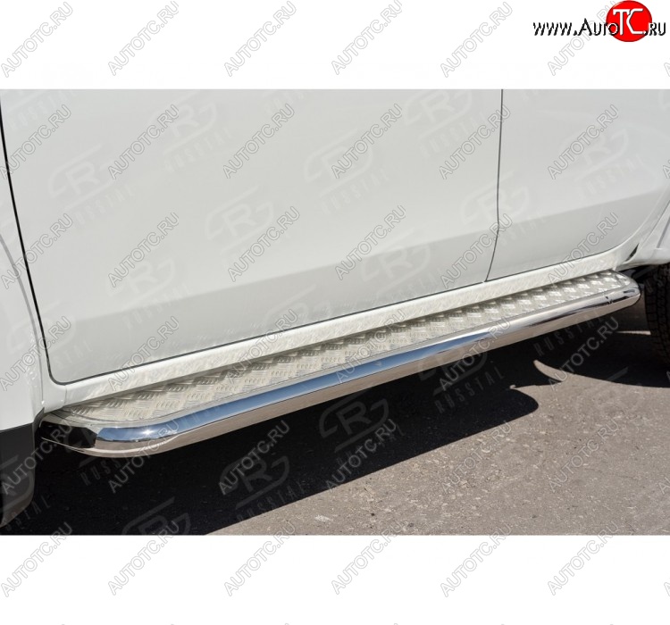 48 999 р. Порожки для ног (Ø63) SLITKOFF  Mitsubishi L200  5 KK,KL (2015-2019) дорестайлинг (лист - нержавейка, профиль - нержавейка)  с доставкой в г. Владивосток