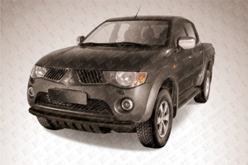 Защита переднего бампера d57+d57 двойная Mitsubishi L200 4  дорестайлинг (2006-2014)