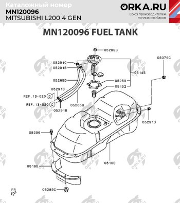 19 299 р. Бак топливный BAKPLAST (75 л., пластиковый) Mitsubishi L200 4  дорестайлинг (2006-2014)  с доставкой в г. Владивосток. Увеличить фотографию 4