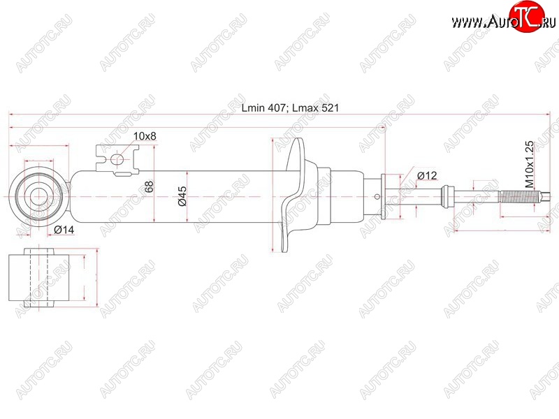 2 499 р. Амортизатор передний LH=RH SAT Mitsubishi L200 4  дорестайлинг (2006-2014)  с доставкой в г. Владивосток