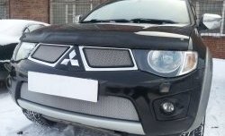 1 589 р. Сетка в решетку радиатора Russtal  Mitsubishi L200  4 - Pajero Sport  PB (хром)  с доставкой в г. Владивосток. Увеличить фотографию 3