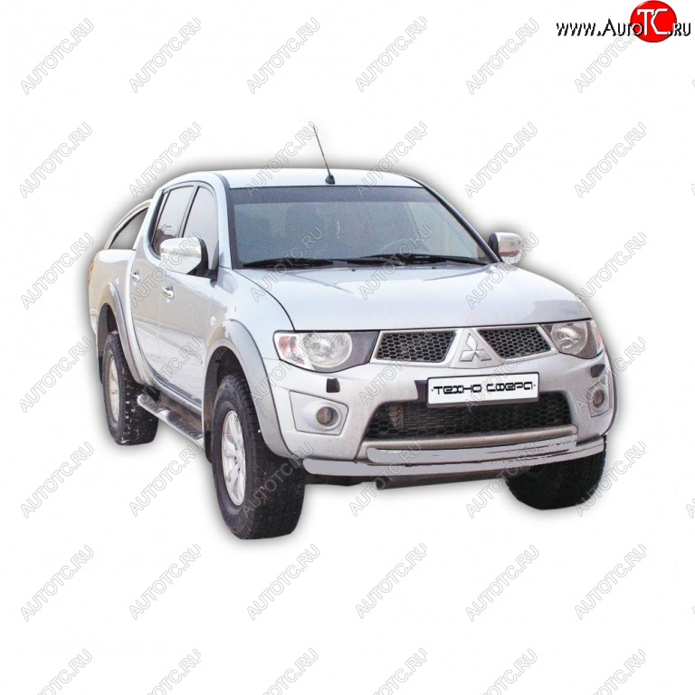 10 599 р. Защита переднего бампера ТехноСфера (Техно Сфера)  Mitsubishi L200  4 (2006-2014)  дорестайлинг (Серебристый)  с доставкой в г. Владивосток