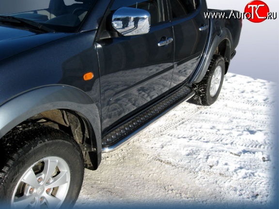 15 349 р. Широкая защита порогов с трубой диаметром 57 мм Slitkoff Mitsubishi L200 4  дорестайлинг (2006-2014)  с доставкой в г. Владивосток