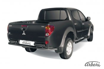 Защита заднего бампера TRITON Arbori (черная, 2 трубы d57 mm). Mitsubishi L200 4  дорестайлинг (2006-2014)