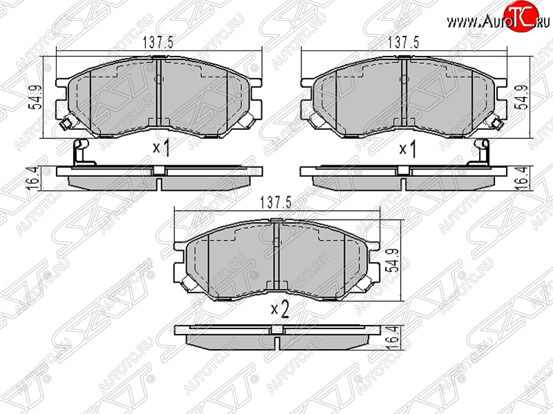 1 429 р. Колодки тормозные SAT (передние) Mitsubishi L200 4  дорестайлинг (2006-2014)  с доставкой в г. Владивосток