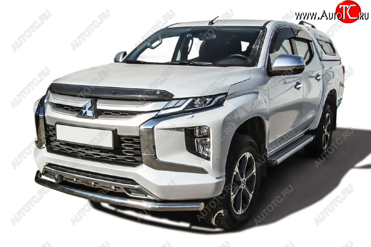 14 849 р. Защита переднего бампера Slitkoff (Ø 57 мм).  Mitsubishi L200  5 KK,KL (2018-2022) рестайлинг (Нержавеющая сталь)  с доставкой в г. Владивосток