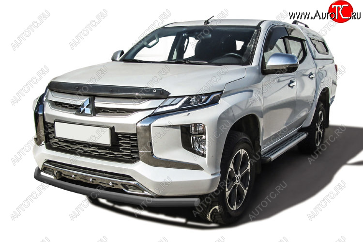 10 399 р. Защита переднего бампера Slitkoff (Ø 57 мм)  Mitsubishi L200  5 KK,KL (2018-2022) рестайлинг (Сталь с полимерным покрытием. Цвет: серебристый)  с доставкой в г. Владивосток