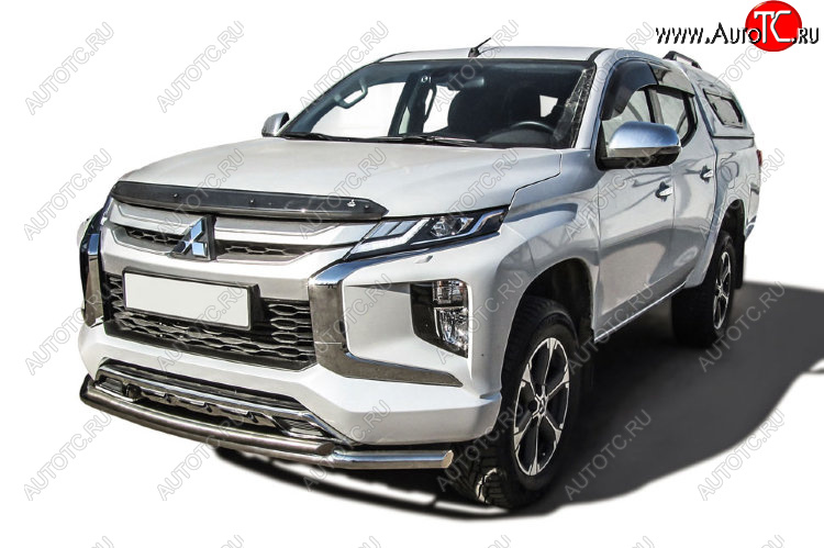 17 899 р. Защита переднего бампера Slitkoff (Ø 57+Ø 42, двойная).  Mitsubishi L200  5 KK,KL (2018-2022) рестайлинг (Нержавеющая сталь)  с доставкой в г. Владивосток