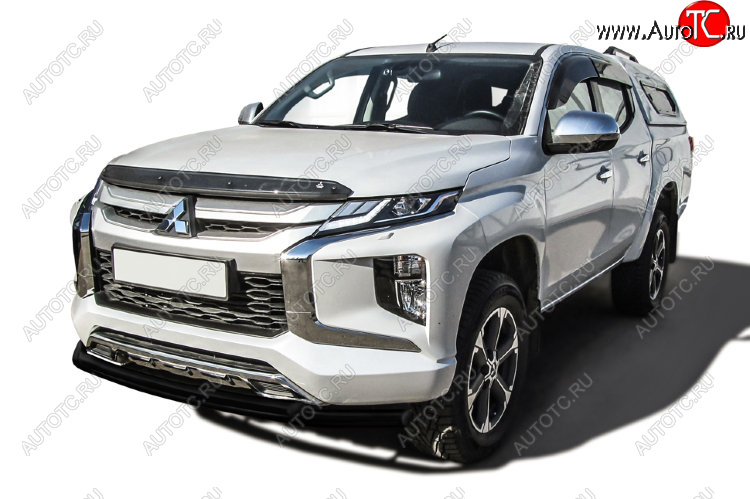 12 549 р. Защита переднего бампера Slitkoff (Ø 57+Ø 42, двойная)  Mitsubishi L200  5 KK,KL (2018-2022) рестайлинг (Сталь с полимерным покрытием. Цвет: черный)  с доставкой в г. Владивосток