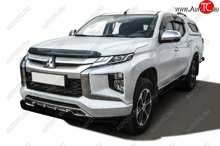 13 299 р. Защита переднего бампера Slitkoff (Ø 76 мм) Mitsubishi L200 5 KK,KL рестайлинг (2018-2022) (Сталь с полимерным покрытием. Цвет: черный)  с доставкой в г. Владивосток