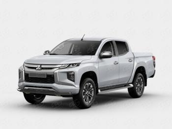 12 949 р. Защита переднего бампера SLITKOFF (Ø63 мм)  Mitsubishi L200  5 KK,KL (2018-2022) рестайлинг (порошковая окраска в цвет черный муар)  с доставкой в г. Владивосток. Увеличить фотографию 1