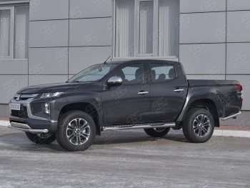 20 649 р. Защита переднего бампера (Ø 63 мм, нержавейка) SLITKOFF Mitsubishi L200 5 KK,KL рестайлинг (2018-2022)  с доставкой в г. Владивосток. Увеличить фотографию 3