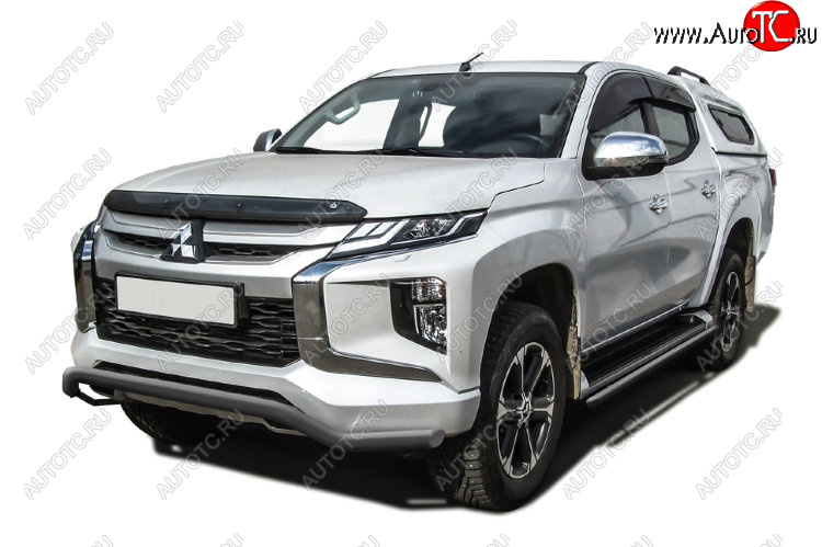 10 999 р. Защита переднего бампера Slitkoff (Ø 57 мм, волна).  Mitsubishi L200  5 KK,KL (2018-2022) рестайлинг (Сталь с полимерным покрытием. Цвет: серебристый)  с доставкой в г. Владивосток