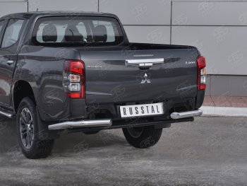 16 599 р. Защита заднего бампера (Ø76 мм уголки, нержавейка) SLITKOFF  Mitsubishi L200  5 KK,KL (2018-2022) рестайлинг  с доставкой в г. Владивосток. Увеличить фотографию 3