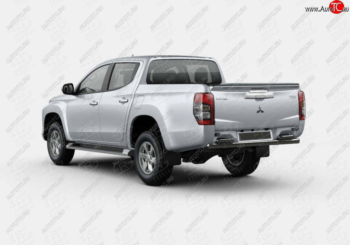 15 899 р. Защита заднего бампера SLITKOFF (Ø57 секции d42x2 уголки)  Mitsubishi L200  5 KK,KL (2018-2022) рестайлинг (нержавейка с полимерным покрытием, черный)  с доставкой в г. Владивосток