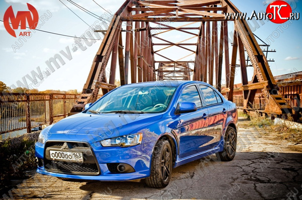 6 599 р. Накладки порогов EVO Mitsubishi Lancer 10 седан рестайлинг (2011-2017) (Неокрашенные)  с доставкой в г. Владивосток