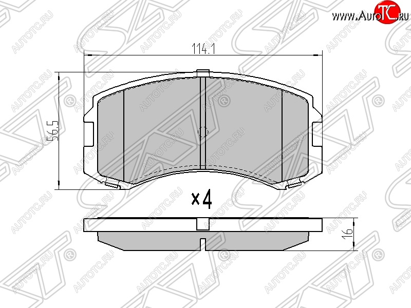 1 199 р. Колодки тормозные SAT (передние)  Mitsubishi Lancer Cedia  9 (2000-2003) CS универсал  с доставкой в г. Владивосток