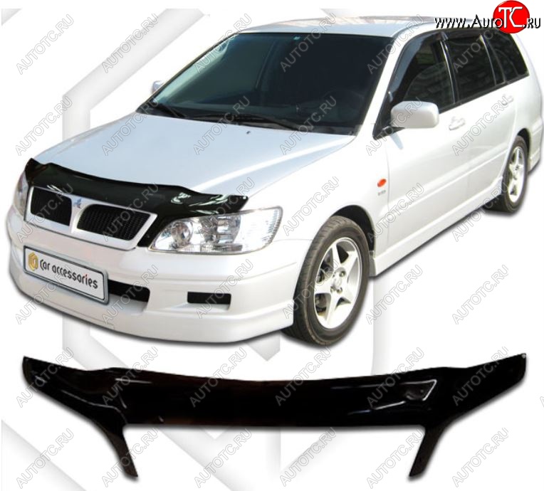 2 399 р. Дефлектор капота CA-Plastiс exclusive  Mitsubishi Lancer  9 (2003-2005) 1-ый рестайлинг универсал (Classic черный, Без надписи)  с доставкой в г. Владивосток