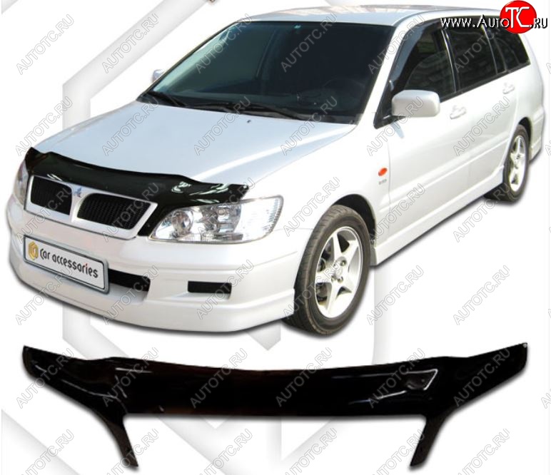 2 399 р. Дефлектор капота CA-Plastiс exclusive  Mitsubishi Lancer Cedia  9 (2000-2003) CS универсал (Classic черный, Без надписи)  с доставкой в г. Владивосток