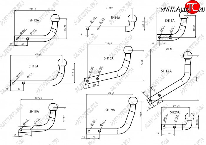 1 039 р. Шар фаркопа Лидер Плюс + тип А Changan UNI-T рестайлинг (2023-2025) (ТИП: SH14A)  с доставкой в г. Владивосток