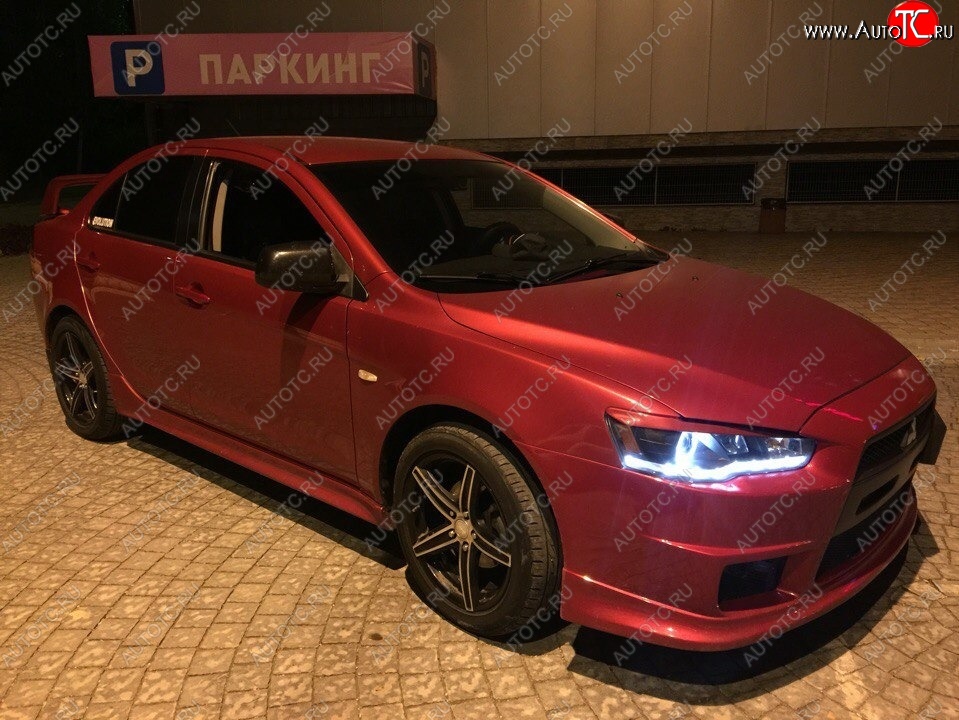 579 р. Реснички на фары Style Mitsubishi Lancer 10 седан рестайлинг (2011-2017) (Неокрашенные)  с доставкой в г. Владивосток