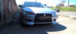 3 099 р. Клыки Evo на передний бампер автомобиля  Mitsubishi Lancer  10 (2007-2017) седан дорестайлинг, хэтчбэк дорестайлинг, седан рестайлинг, хэтчбек 5 дв рестайлинг (Неокрашенные)  с доставкой в г. Владивосток. Увеличить фотографию 6