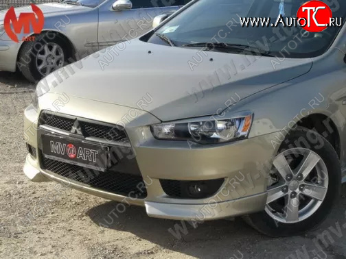 4 199 р. Клыки переднего бампера (комплектация 2.0 INTENSE) MV-Tuning  Mitsubishi Lancer  10 (2007-2010) седан дорестайлинг, хэтчбэк дорестайлинг (Неокрашенные)  с доставкой в г. Владивосток