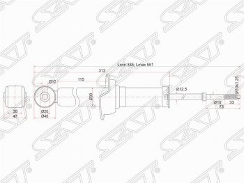 2 299 р. Амортизатор задний SAT (установка на левую или правую сторону) Mitsubishi Lancer 10 CY седан рестайлинг (2011-2017)  с доставкой в г. Владивосток. Увеличить фотографию 2